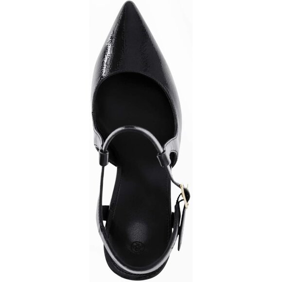 Coutgo Women's Black Pointed Toe Ankle Strap Patent Leather Stiletto High Heels - Picture 5 of 5